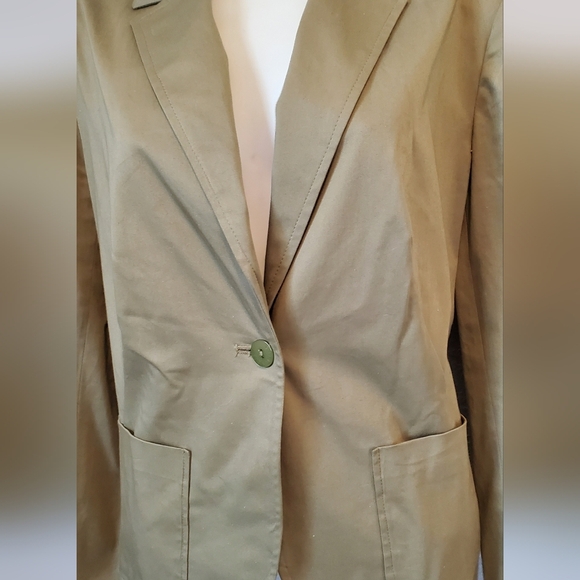 Gene Meyer Women's Classic Olive Green Stretch Fitted Blazer Jacket Size Small - Picture 4 of 7